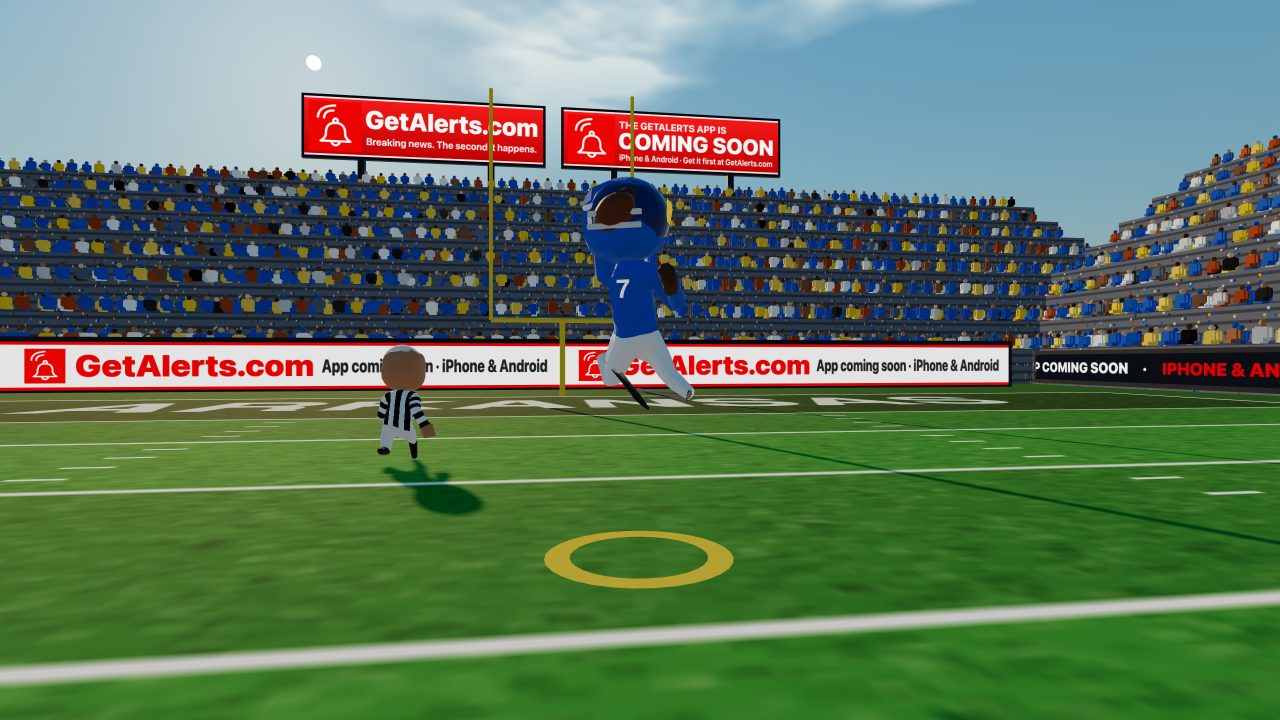 A quarterback in the air throwing a jump pass